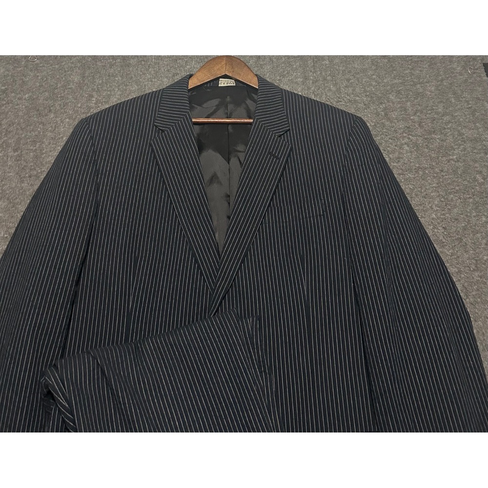 Jos a bank sport seersucker 2 piece suit mens blue size 46L cotton